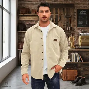 Men's Corduroy Shirts Jacket Button Down Long Sleeve Work Shirts Shackets with Pocket - Comfortable Casual Vintage Style Flannel Lined Warm Fall Winter Clothing for Daily Wear Outdoor Activities
