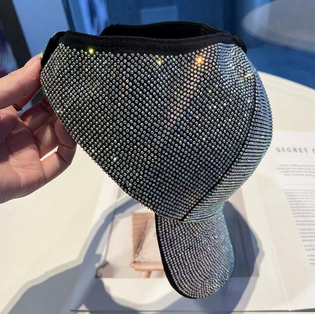 Full Rhinestone Baseball Cap - Glimmering Crystal Bedazzled Bling Bling Hat, Fashionable Unisex Dome, All-Season Shimmering Sunshade Accessory for Men and Women, All-Day Sparkle Statement Piece