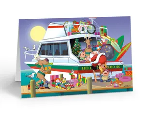 Stonehouse Collection - Loading the Boat Christmas Card - Boxed Boating 18 Cards & 19 Envelopes - USA Made