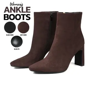 VIMISAOI Ankle Boots For Women Ponited Toe Block High Heel Side Zipper Comfortable Fashionable Elegant Party Casual Outing Date Photoshoot Gift Summer Fashion Breathable Tiktok Viral Booties