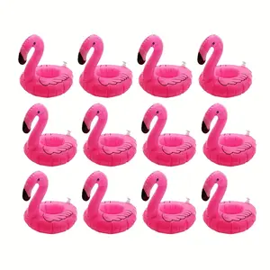 12 Pack Inflatable Flamingo Drink Floaties – Cute & Reusable Pool Party Beverage Holders, Keep Drinks Afloat, Must-Have for Summer Swims, Beach & Pool Lovers