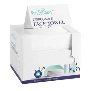 Disposable Face Towel, 100% Cotton, Extra Large 12" x 10" Soft Dry Wipe for Face Wash, Makeup Remover, Biodegradable Towelette for Sensitive Skin, 80 Count (1 pack)