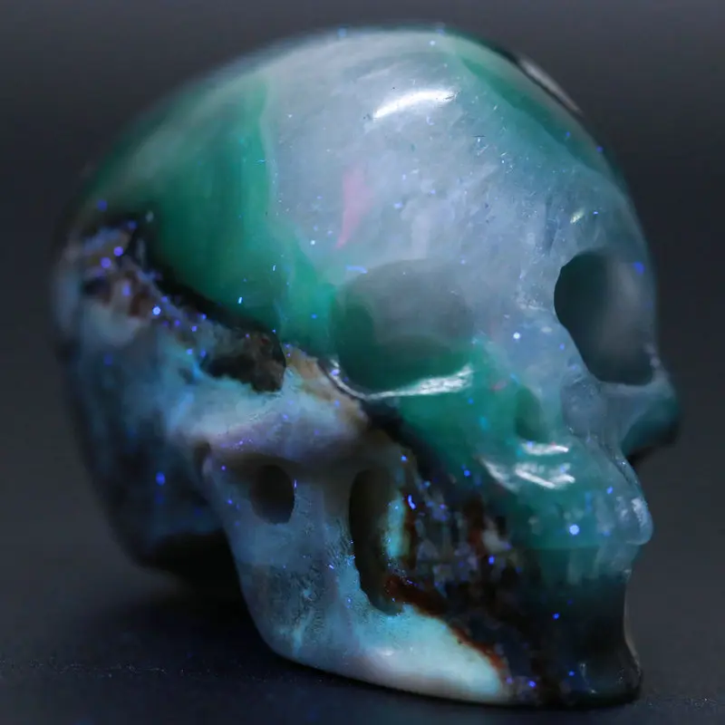 2.0 " Volcano Agate Carved Crystal Skull, Super Realistic, Crystal Healing