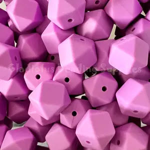 14mm Light Purple Hexagon Silicone Bead - Crafting Supplies - Beading Supplies, Solid Color, DIY Pens, DIY keychain, Loose