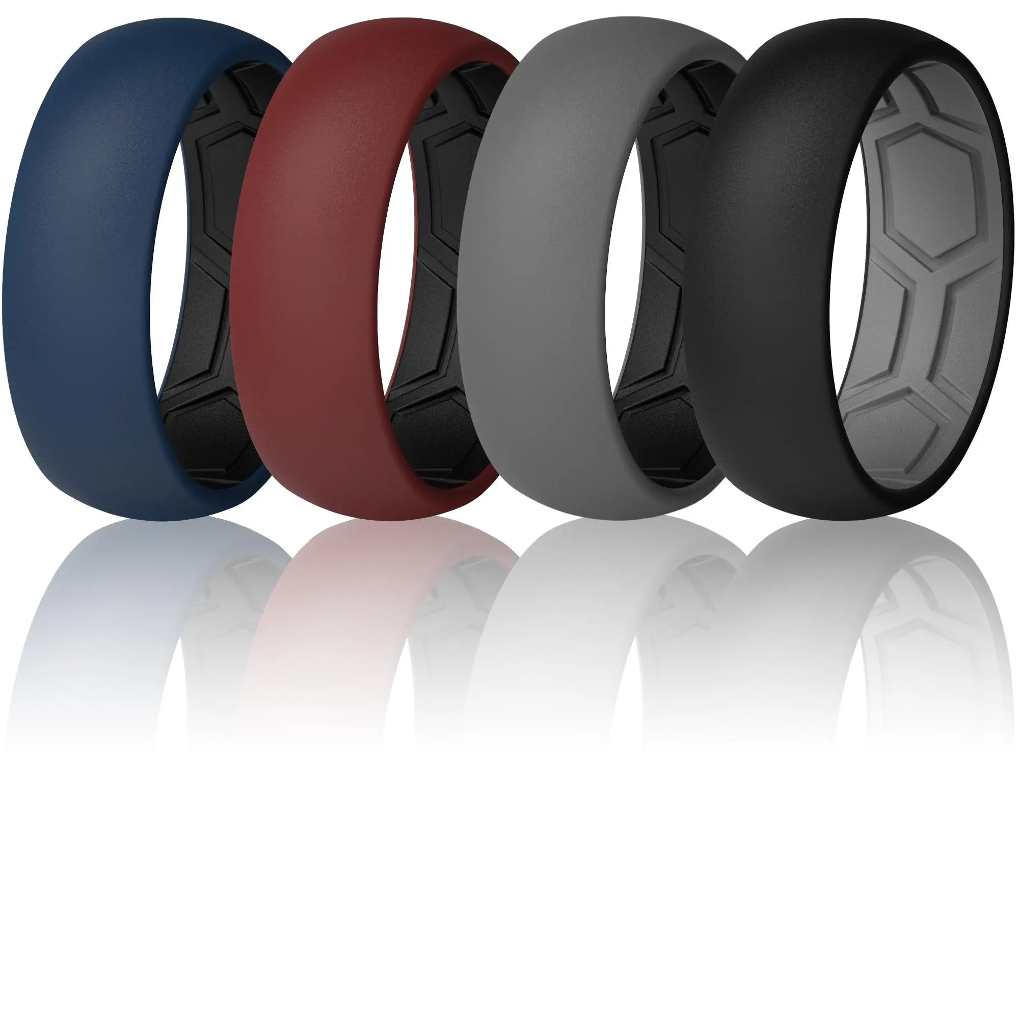 ThunderFit Men's Air Groove 7.8mm Wide 1.8mm Thick Silicone Rings, Variety Multipack 4-7