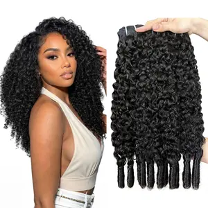 Datanala Burmese Curly Bundles 100% Unprocessed Remy Brazilian Human Hair Bundles, Burmese Curly Human hair Bundles for Black Women Spiral Curly End Human Hair Extension
