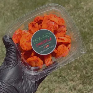 Tex-Mex Spicy Mangos - Fresh Mangos in Clear Container, Ideal for Snacking and Flavoring