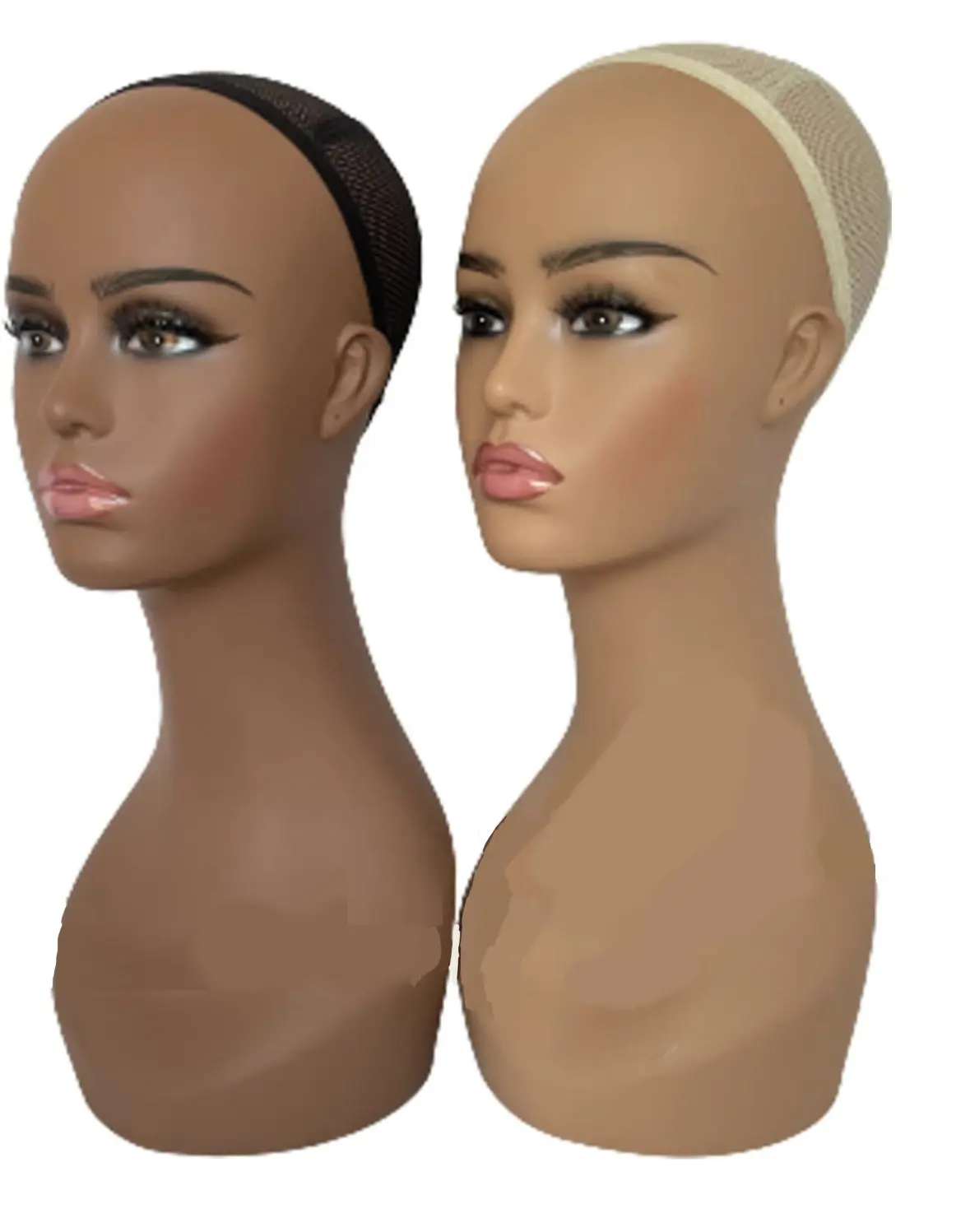 17"  Realistic Mannequin Head Doll for Wig Extension - Brown or Beige Curly Sew In Hair Lace Glue