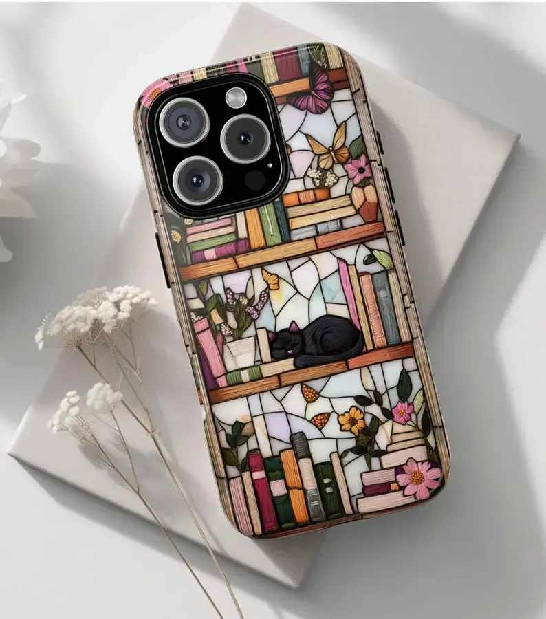 Literary Gift, Cat Phone Case, books phone case,