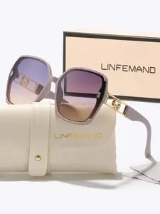 Neutral Simple Gradient Color Lenses Fashion Sunglasses, Trendy Casual Large Frame Glasses, Daily Wear Outdoor Stylish Accessory, Trendy Beach Eyewear