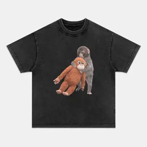 PUNCH MONKEY T-shirt, Unisex Vintage Crew Neck Regular Fit Cotton Fabric Casual Comfort Breathable Short Sleeve Funny T-shirts Fashion Men&Women's Top for Streetwear 022810