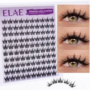 ELAE Cosmetic Makeup Eyelash Extensions, 120 Pcs Anime-Inspired Spiky D Curl Fairy Individual Segmented False Lashes, 10-14mm Manga Lash Clusters