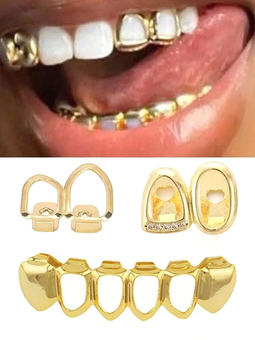 2pcs Fashionable Hollow Flower Tooth Grills, Stylish Halloween Tooth Jewelry