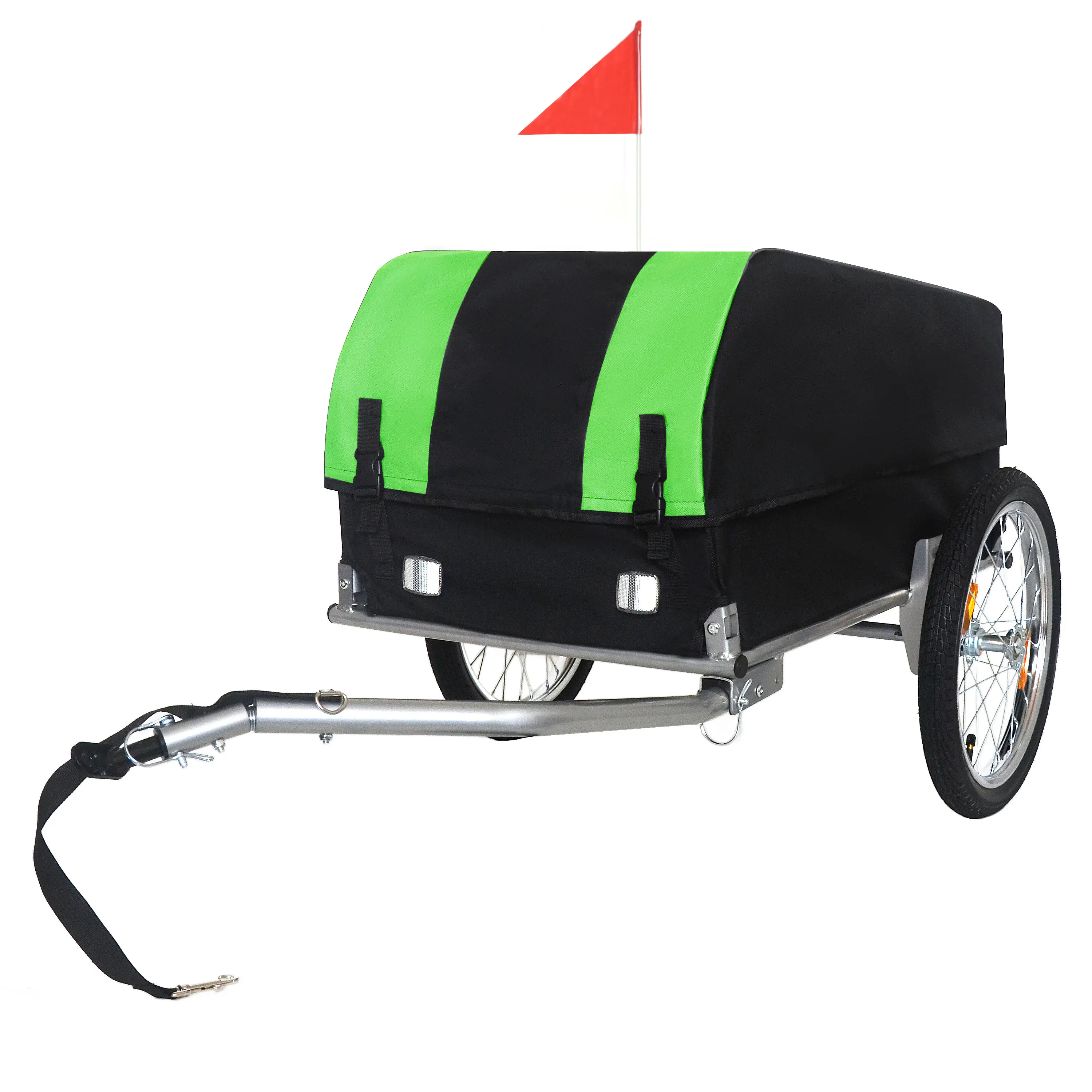 Heavy-Duty Bike Cargo Trailer with Removable Waterproof Cover, 88 lbs Capacity, 16" All-Terrain Wheels, Foldable Design for Camping, Groceries, Outdoor Adventures, Green Black, Home Furniture and Household Product Search Terms