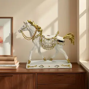 Handmade Resin Horse Decorative Figurine Statue, Home Decoration Indoor Outdoor Desktop Entryway Ornament, Elegant Room Accent
