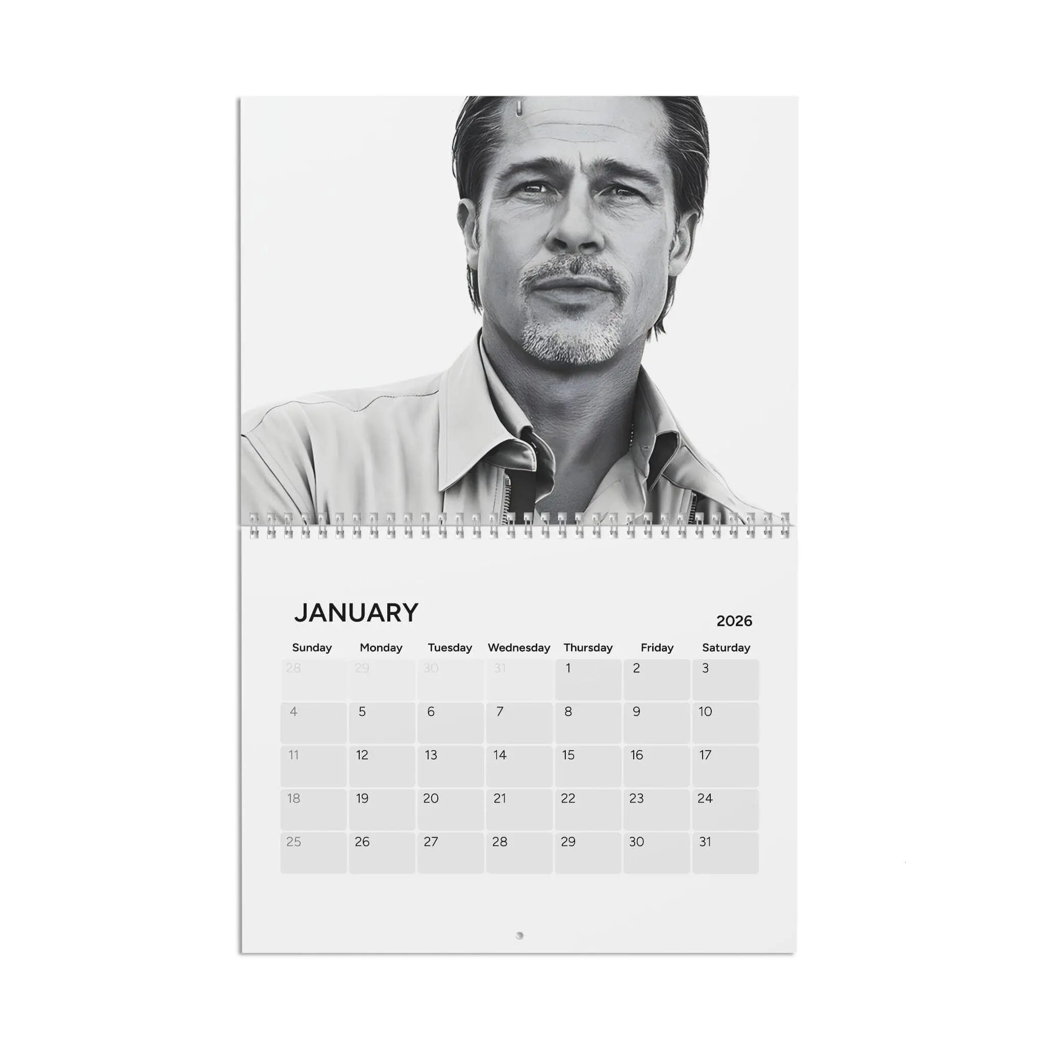 Brad Pitt 2026 Calendar | Photo Wall Calendar 2026 | Brad Pitt Fan Gift | Gift For Daughter | Secret Santa | Christmas Gift Exchange