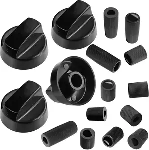 4 Pack Universal Control Knobs Replacement with 12 Adapter Compatible Oven/Stove/Range Universal Knobs Black - Please Focus on Matching Knob D-Hole Size TOHAXPLS