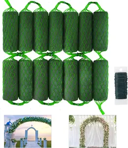 14 Piece Floral Foam Garland for Flowers,9.2Ft Flower Sponge Blocks Kit,Absorption Flower Holder Arch Door,Floral Craft Dry Foam Bricks,Green Floral Foam Arrangement for Home Wedding Garden Wehhbtye