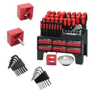 118-Piece Manual Screwdriver Bit Set with Demagnetizer, red, Magnetic, Plastic Rack Case Repair Tool Set