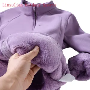 Women's Fleece-Lined Thickened Polar Fleece Spring Autumn Winter Outdoor Jacket Windproof Warm Stand Collar Inner Sweatshirt Sports Casual