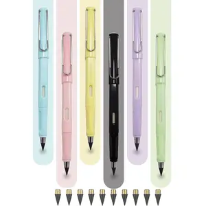 6Pcs Pencils Inkless Pencils,Eternal And 10pcs Replacement Pencils Nibs,Unlimited Writing Pencil, Reusable Infinity Pencil With Eraser Writing Sketching