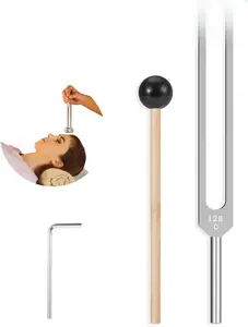 Tuning Fork 128hz with Reflex Hammer for Healing Chakra Set,Healing/Sound Therapy, Aluminum Alloy Sensory Tuning Fork Activator for Healing, Therapy Non Magnetic
