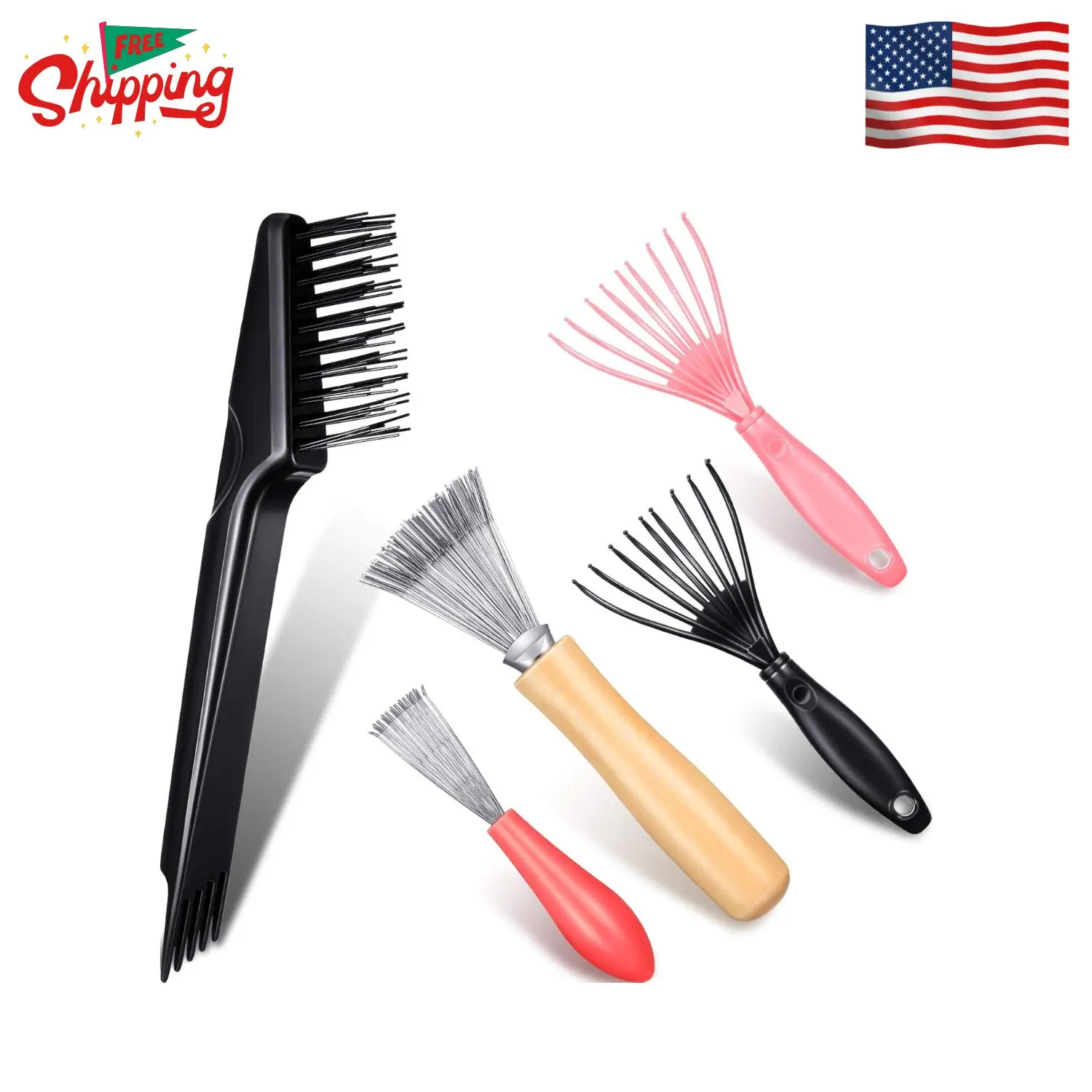 5-Piece Comb Cleaner Set - Rake, Brush and Tool