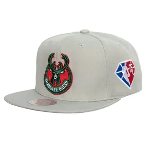 Mitchell & Ness Slvr NBA Milwaukee Bucks 75th Anniversary Slvr Snapback
