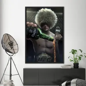 [UNFRAMED POSTER]  Khabib Nurmagomedov, Famous Art, Khabib Nurmagomedov Poster, Fighter Motivation Wall Art, Khabib Art, Gym Workout Canvas Art,