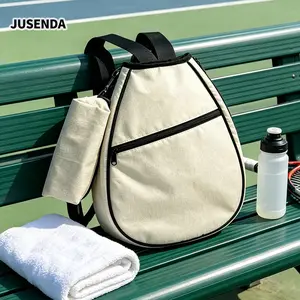 NEW 2pcs Beige Racket Backpack can hold 1 racket and 3 tennis balls, Waterproof Sports Tennis Badminton Padel Bag, Storage Bag
