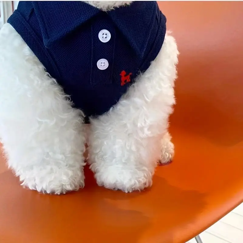 Pet Academic Style Lightweight Sleeveless Polo Vest - Solid Fabric, Soft, Breathable, Skin-Friendly, Non-Stuffy, All Seasons for Small Dogs (Bichon, Teddy, Pomeranian, Yorkshire Terrier, Maltese, Schnauzer) & Cats, Comfortable