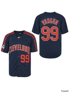 Men’s Cleveland #99 Vaughn Retro Baseball Jersey Hip Hop Shirts Embroidery  Sports Top