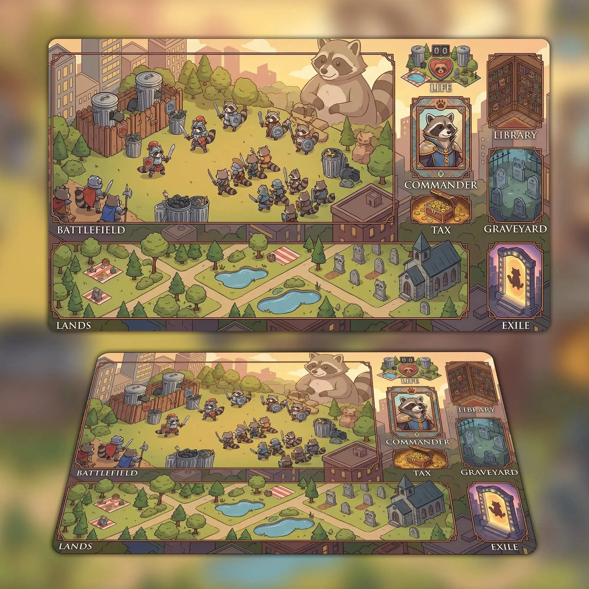 Trash Panda Playmat for MTG - Funny MTG Playmat, Playmat With Zones, Racoon Playmat