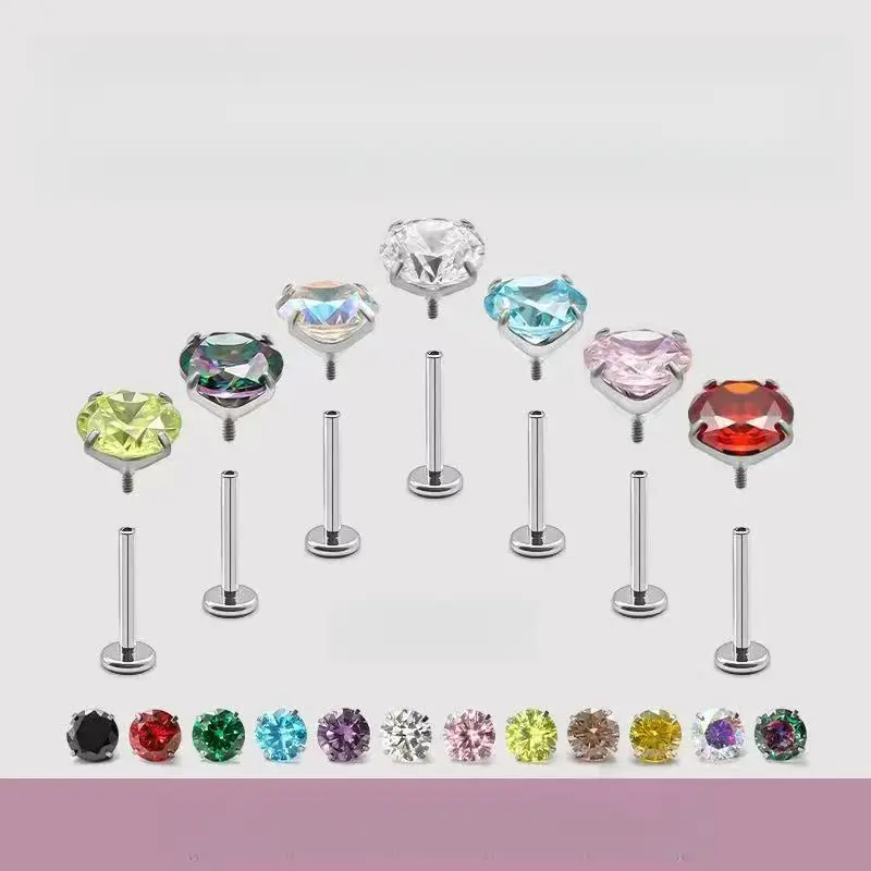 F136 titanium alloy earrings, sparkling diamond earrings medusa piercing ring floating navel jewelry belly nose l surgical stainless steel nose ring red Hypoallergenic Set bars button flat back tongue cute gifts girlfriend accessories women men's men