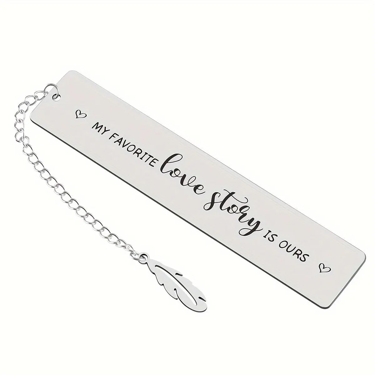 Stainless Steel Bookmark, 1 Count Love Slogan Bookmark with Chain, Personalized Bookmark for Birthday and Anniversary, Gift for Loved Ones, Book Accessories