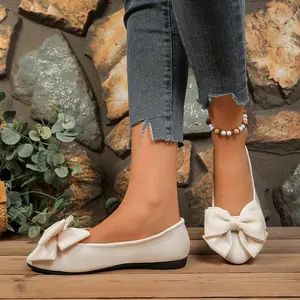 Women's Fashionable Spring & Fall Bow Detail Slip-On Flats Stylish Closed-Toe Casual Shoes for Daily Outings Brunch Shopping