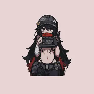 Cute Tactical Anime Girl Sticker, Front Toward Enemy Military Style Vinyl Decal for Laptop, Water Bottle, Phone Case, Notebook