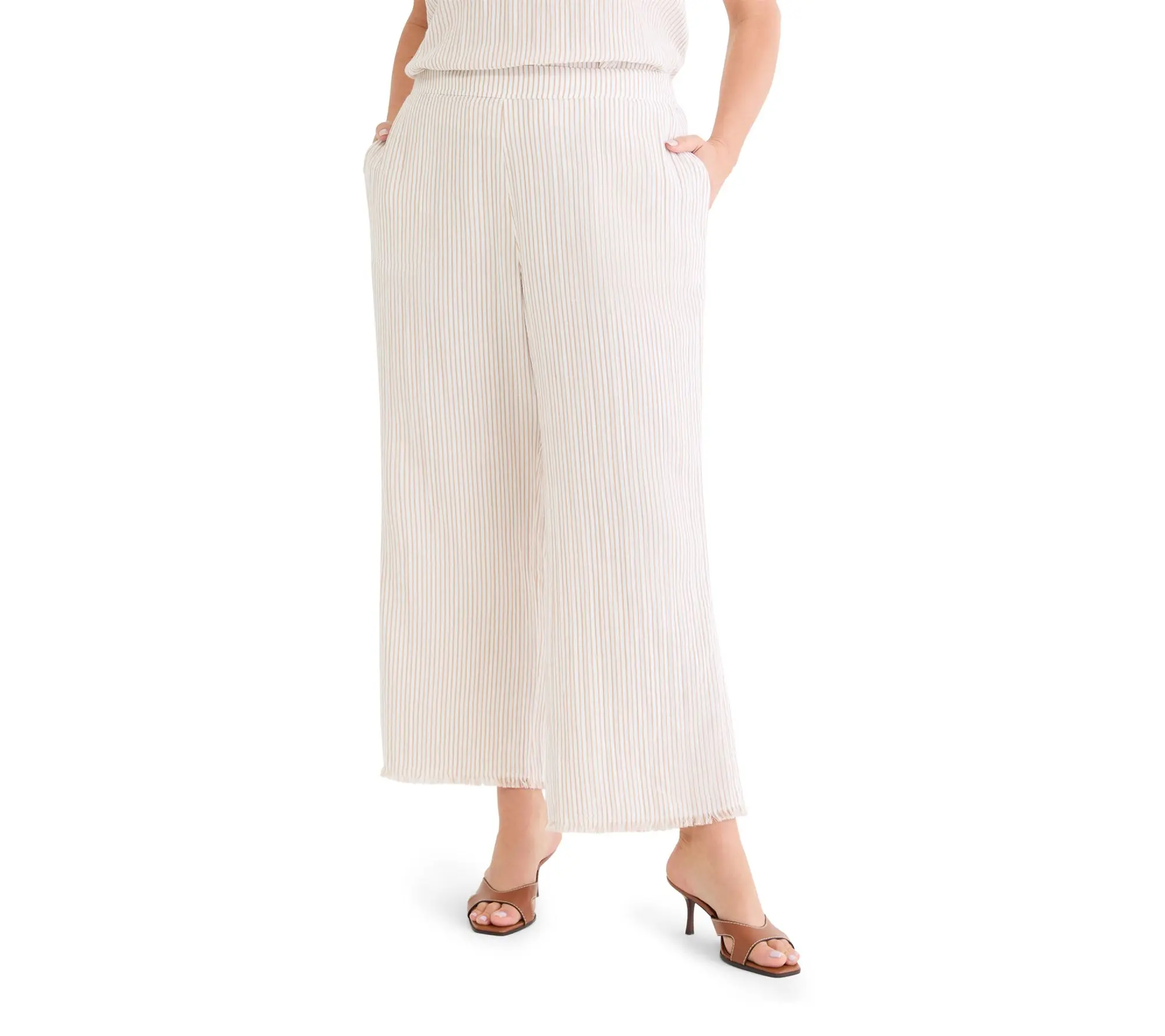 NIC+ZOE 28" Pinstripe Gauze Wide Leg Pant