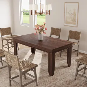 Farmhouse Dining Table for 6-8 People, 70.87 Inch Long Wooden Kitchen Table, Rustic Rectangle Dining Room Table with Strong Legs for Apartment, Living Room, Restaurant, Brown （NO  Chair)