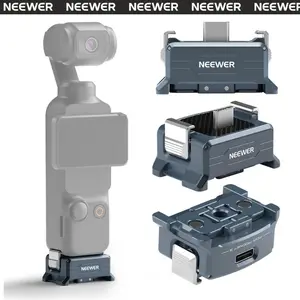 NEEWER AC018 Charging Adapter Base Compatible with DJI Osmo Pocket 4 & Pocket 3, Type C Charging, 1/4" Thread Arca Type Dovetail, Magnetic Folding Fingers for Tripod & Action Camera Mount Accessories tiktokshopspringglowup