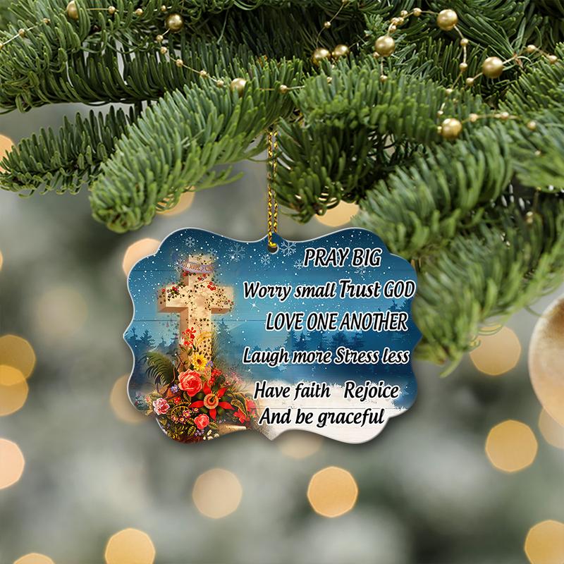 Pray Big Trust God Have Faith Cross Wood Ornament Religious Gift Christian Decor