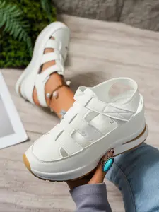 Women's Fashionable Velcro Fastening Wedge Sandals, Adjustable Sandals, Casual Comfortable Soft Sole Sandals for Summer, Female All-match Round Toe Shoes for Daily Wear, Adjustable Strap Sandals