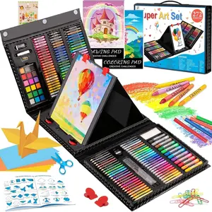 Art Supplies Deluxe Art Set with Easel, Origami Paper, Coloring Book, Drawing Pad, Pastels, Crayons, Pencils, Watercolors for Artists