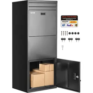 VEVOR Package Delivery Boxes for Outside, 35.8 in Mailbox for Parcel with Lock, Galvanized Steel Package Drop Box with Anti - Theft Design, Weather - Resistant Package Mailbox for Home and Office, BlackVEVOR Super Brand Day