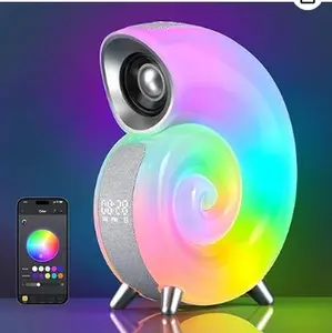 LED White Noise Alarm Clocks for Bedroom, Colorful Desk Lamp with Speakers, Atmosphere Conch Music Light with USB Charger for Bedside Dorm Office, Kids Adults Desk Table Lamp Gift, Blue