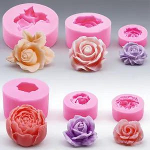 6pcs Flower Rose Peony Rose Sugar Soft Clay Gypsum Cake Modeling Bean Paste Cake Silica Gel Mold for Elegant Cake Designs