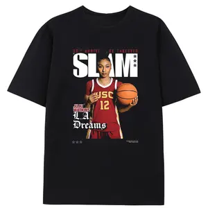 Juju Watkins Cover Tee Lover Basketball T-shirt Stylish Medium Size SLAM L.A Dreams Design Black Casual