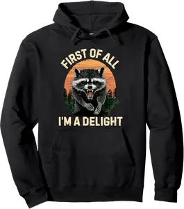 First Of All I'm A Delight Raccoon Pullover Hoodie - Rubencordov Shop 86B0DJZGJJGC