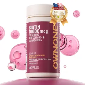 OWNONE Biotin 10000mcg per serving-HSN Care | Promote Hair, Skin, Nails Growth | Shoden Ashwagandha Extract 40:1 | Support Stress & Mood | Multiple Natural Ingredients All in One | 60 capsules