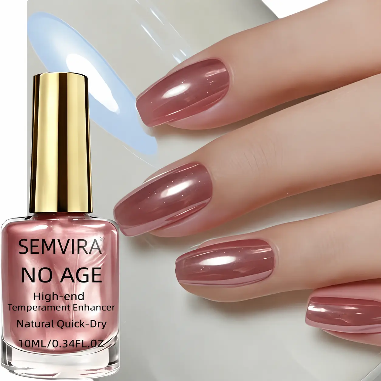 10ml Rose Nude Nail Polish – Dusty Pink Glass Shine Finish, Luxury Natural Gloss Color, Quick Dry Long-Lasting Nail Lacquer for Clean Girl Manicure & Nail Art